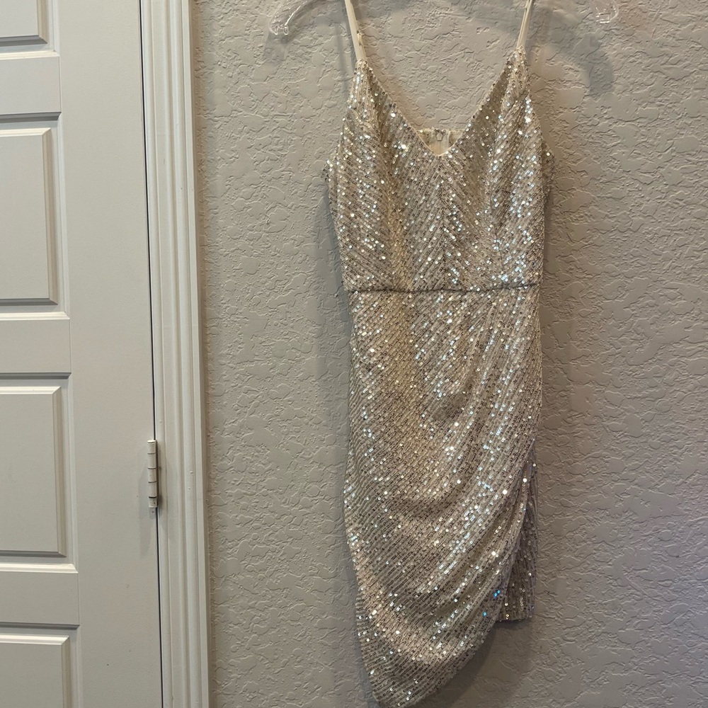 Crystal Sky Sequence Shift Woman’s Mini Dress Whi… - image 2